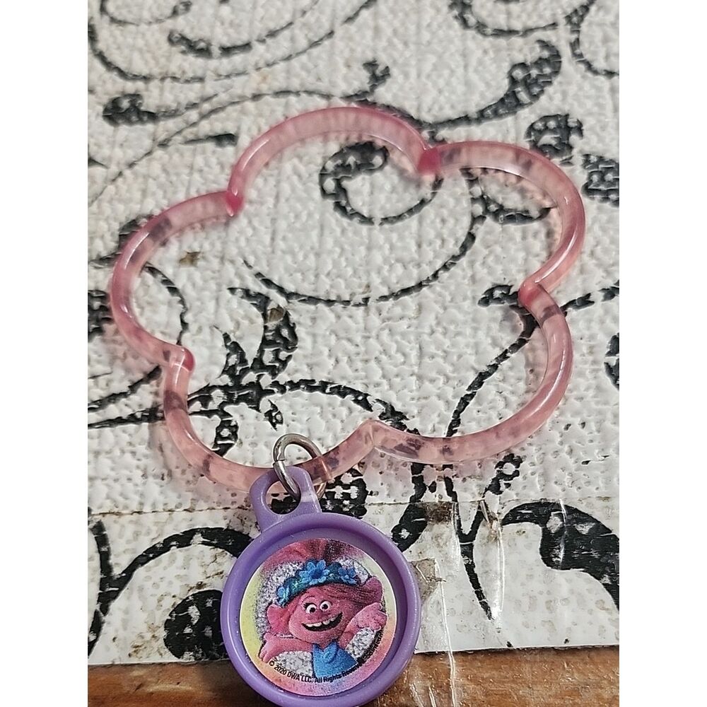 Trolls Pink Flower Bracelet with Purple Character Charm